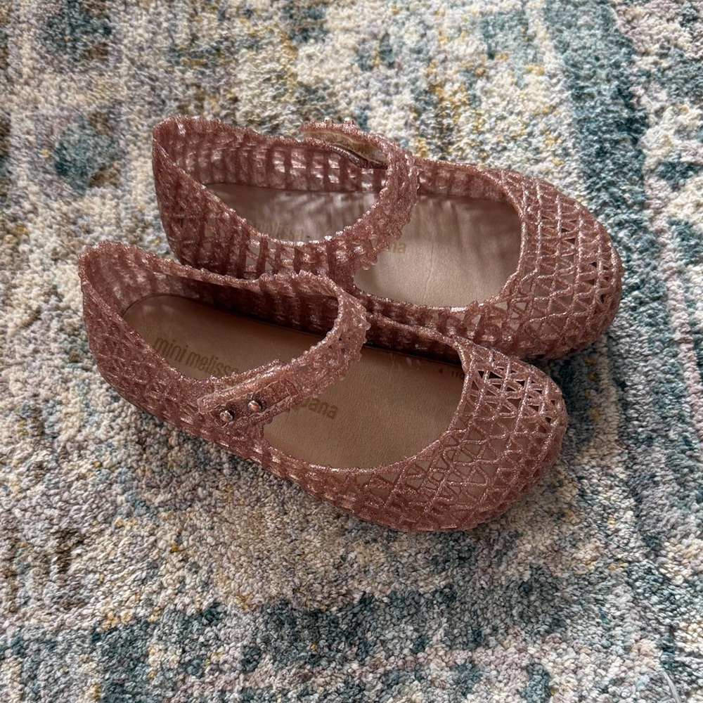 Mini Melissa toddler girls shoes, metallic rose color